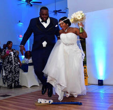 Load image into Gallery viewer, Navy Blue and Ivory Wedding Broom