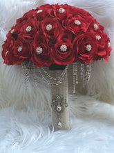 Load image into Gallery viewer, Linda Bouquet | Red Silk Rose Bouquet | Bling Handle Bouquet |Rhinestone Bouquet