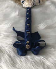 Load image into Gallery viewer, Navy Blue and Ivory Wedding Broom